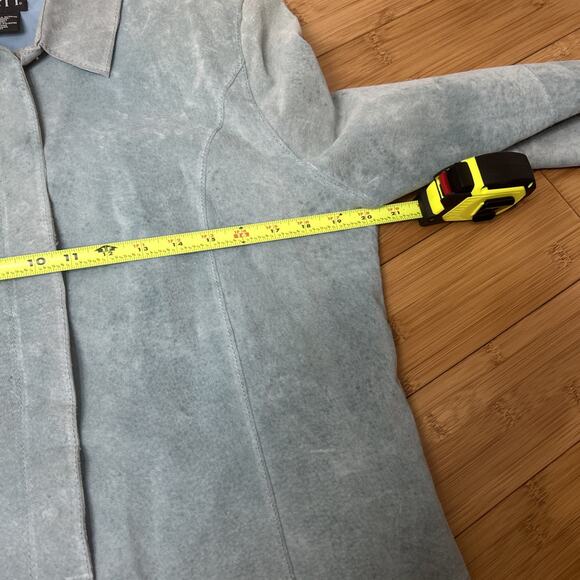 Mixit Light Blue Genuine Suede Classic Jacket Western Chic Retro Revival Sz 16 - Picture 6 of 9